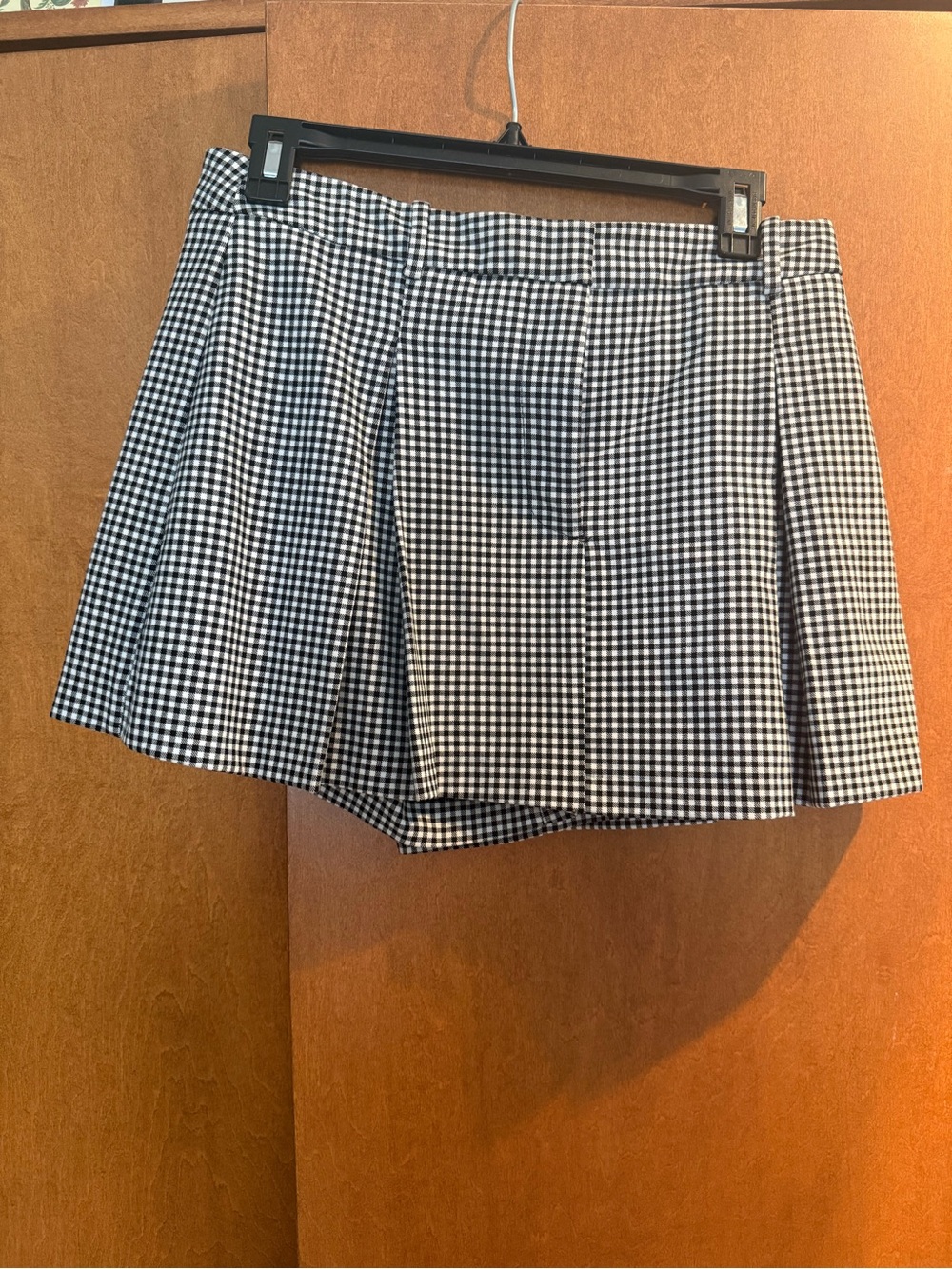 Zara Black and White Gingham Pleated Skort